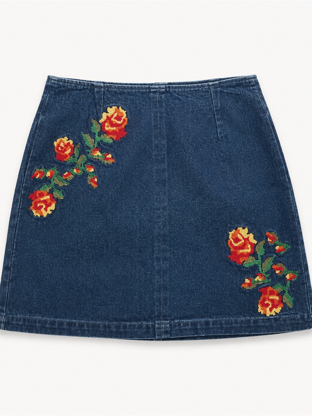 NWT Very J Embroidered Rose Denim Mini Skirt Small